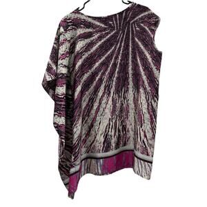 Bisou Bisou Plum Snakeskin Abstract Artsy One Sleeve Poncho Shaw Cape Size M‎